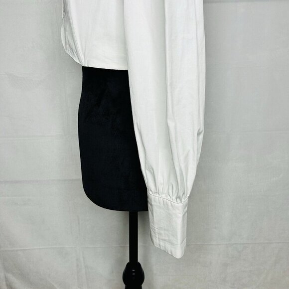 Mable White Front Clasp Long Sleeve Crop Top Sz M Stretch Corset - Picture 7 of 11